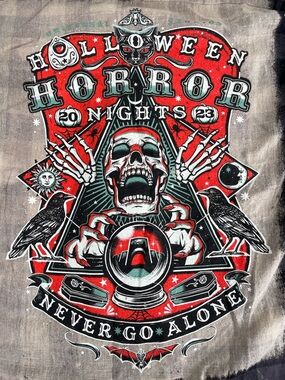 Halloween Horror Nights Custom Flannel Shirt Never Go Alone Shirt Medium 2023